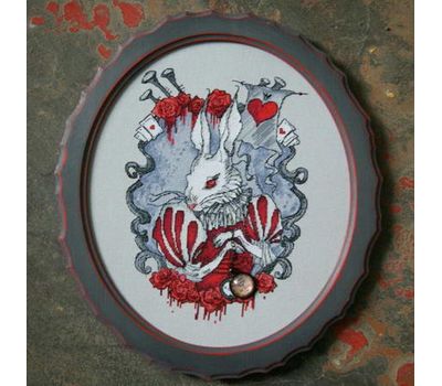 White Rabbit cross stitch pattern Alice in Wonderland pattern}