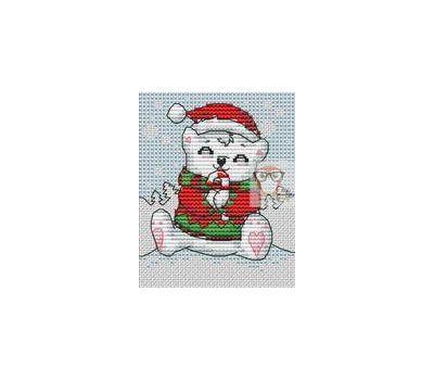 Xmas Card Teddy Bear Cross stitch pattern}