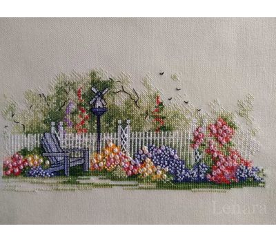 Garden With deckchair cross stitch pattern