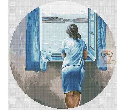Young Woman at a Window by Salvador Dali cross stitch chart
