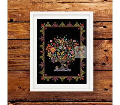 Flower Vase cross stitch pattern - black canvas