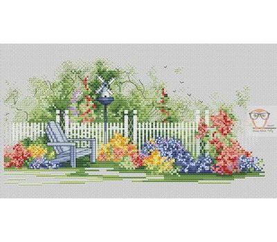 Garden With deckchair cross stitch chart