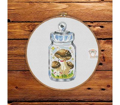 Mushrooms in the jar #1 cross stitch pattern
