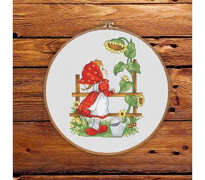 Red Riding Hood and Sunflower cross stitch pattern