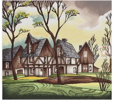 Landscape with Trees and House cross stitch chart