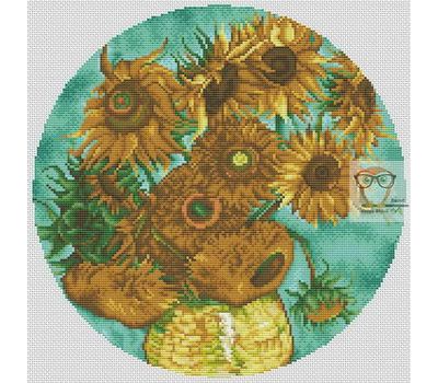 Van Gogh Sunflowers round cross stitch chart