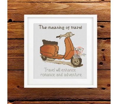 The meaning of travel Retro bike cross stitch pattern
