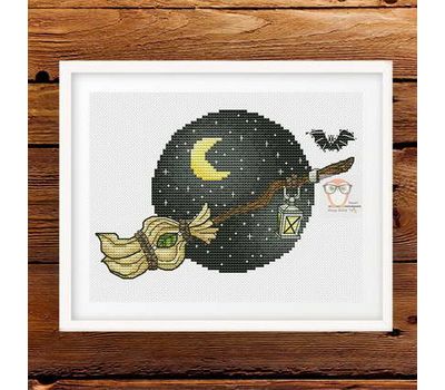 Witch Broom cross stitch pattern, Color: 2 - Gray