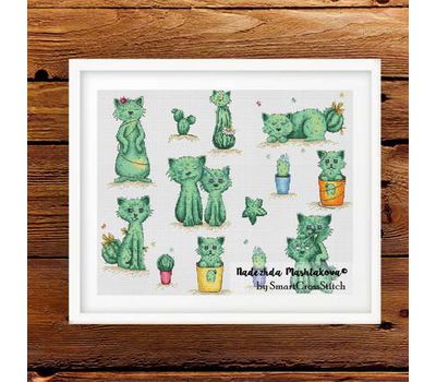 Cactus Cats cross stitch pattern