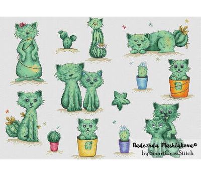Cactus Cats cross stitch chart