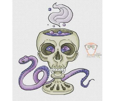 Cup of Death Skull with Purple Snake cross stitch pattern