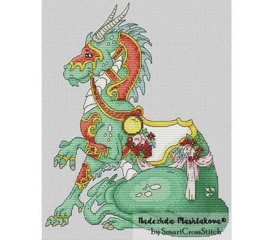 Green Dragon cross stitch chart
