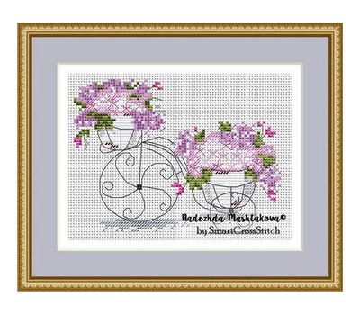 Flower Retro Bike Cross Stitch chart