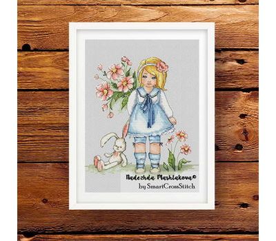 Girl With Bunny cross stitch patternGirl With Bunny cross stitch pattern