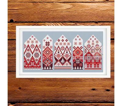 Norway Village Winter cross stitch pattern - red