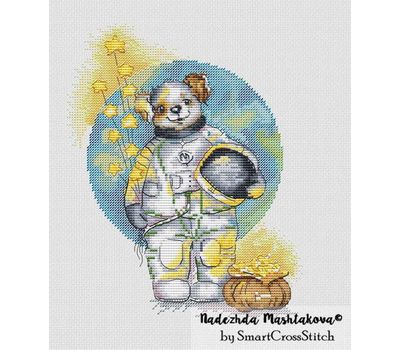 Teddy Bear astronaut cross stitch chart