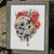 Alien Skull with Poppies cross stitch pattern