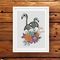 Boho cross stitch pattern Flamingo & Plants