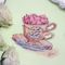 Roses in the cup cross stitch pattern ready stitched work