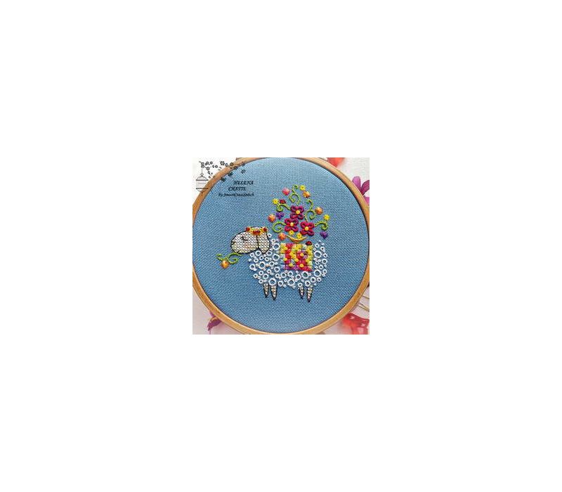 Bunny with flower wreath Watercolor cross stitch pattern Animal embroidery design Beginner needlepoint scheme Digital pdf file