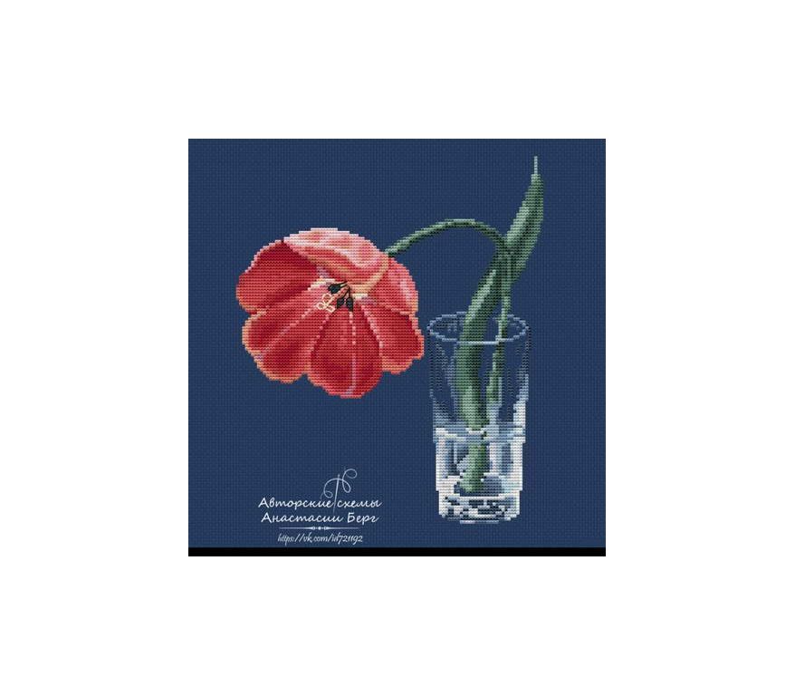 Free Floral cross stitch pattern ''Tulip''- flower embroidery free 