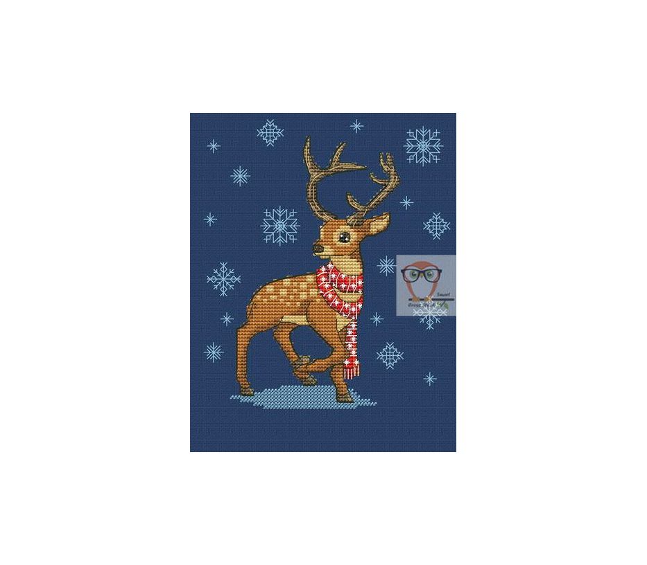 Christmas Deer Cross Stitch New Year Cross Stitch Pattern  PDF Instant Download Embroidery Cute Decor Nursery Cross Stitch
